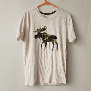 Camo Moose Graphic Beige T-Shirt